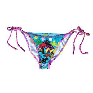 AGUA BENDITA Beaded Embellished Adjustable Side Tie Bikini Swimsuit Bottoms L